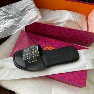 Black Double T, sport slide - Tory Burch